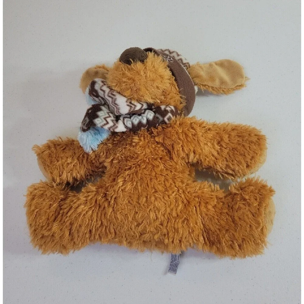 Hugfun Plush Puppy Dog Winter Hat Scarf Snowflake Shaggy Brown Tan Small
